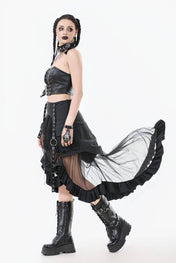 Metal Studded Skirt w/ Mesh Tail