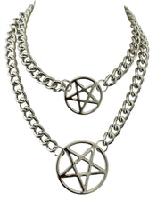4MM REGULAR STREEL CHAIN DOUBLE PENTAGRAM CHOKER