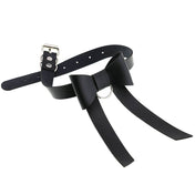 Long PU Leather Bow Choker