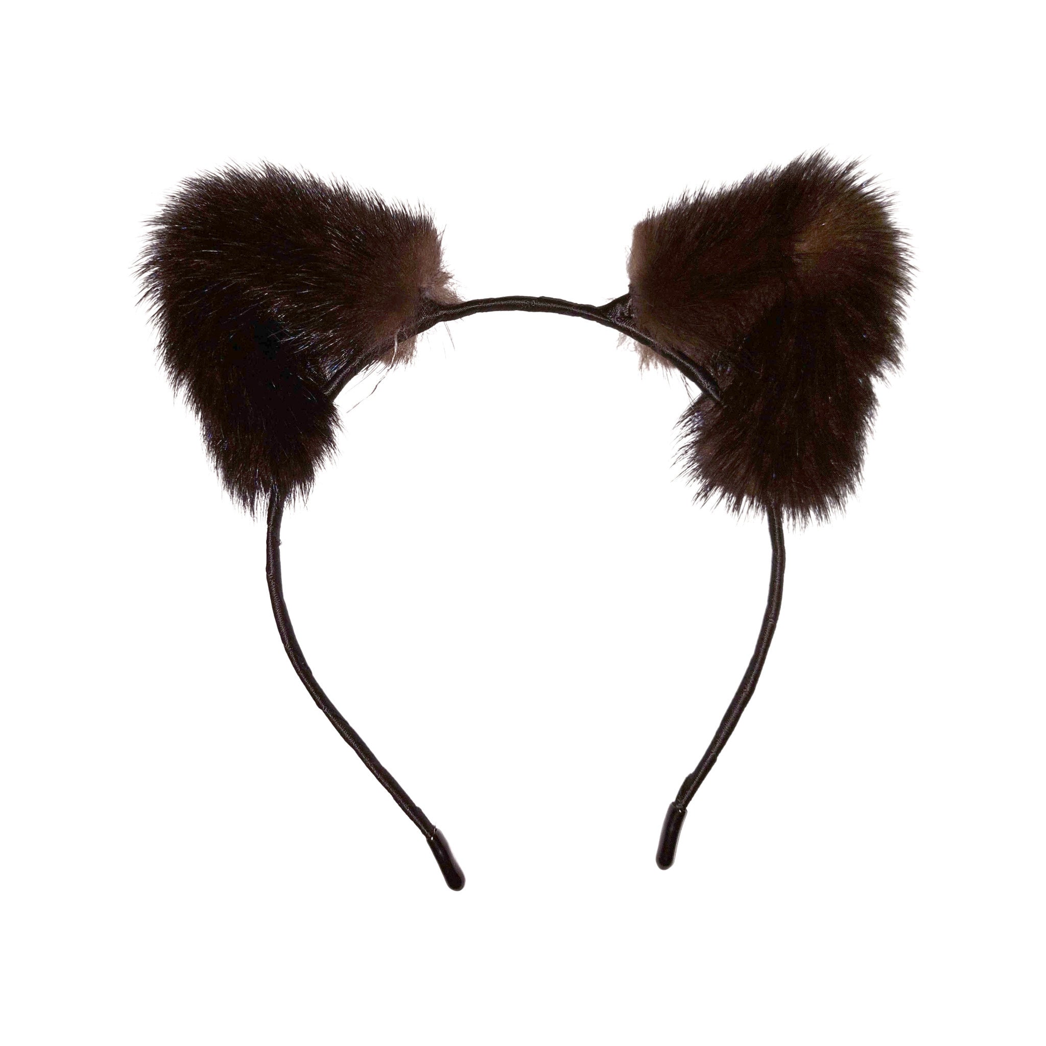 Genuine mink fur headband hairband headgear flexible cat ears pet-play accessories halloween brown