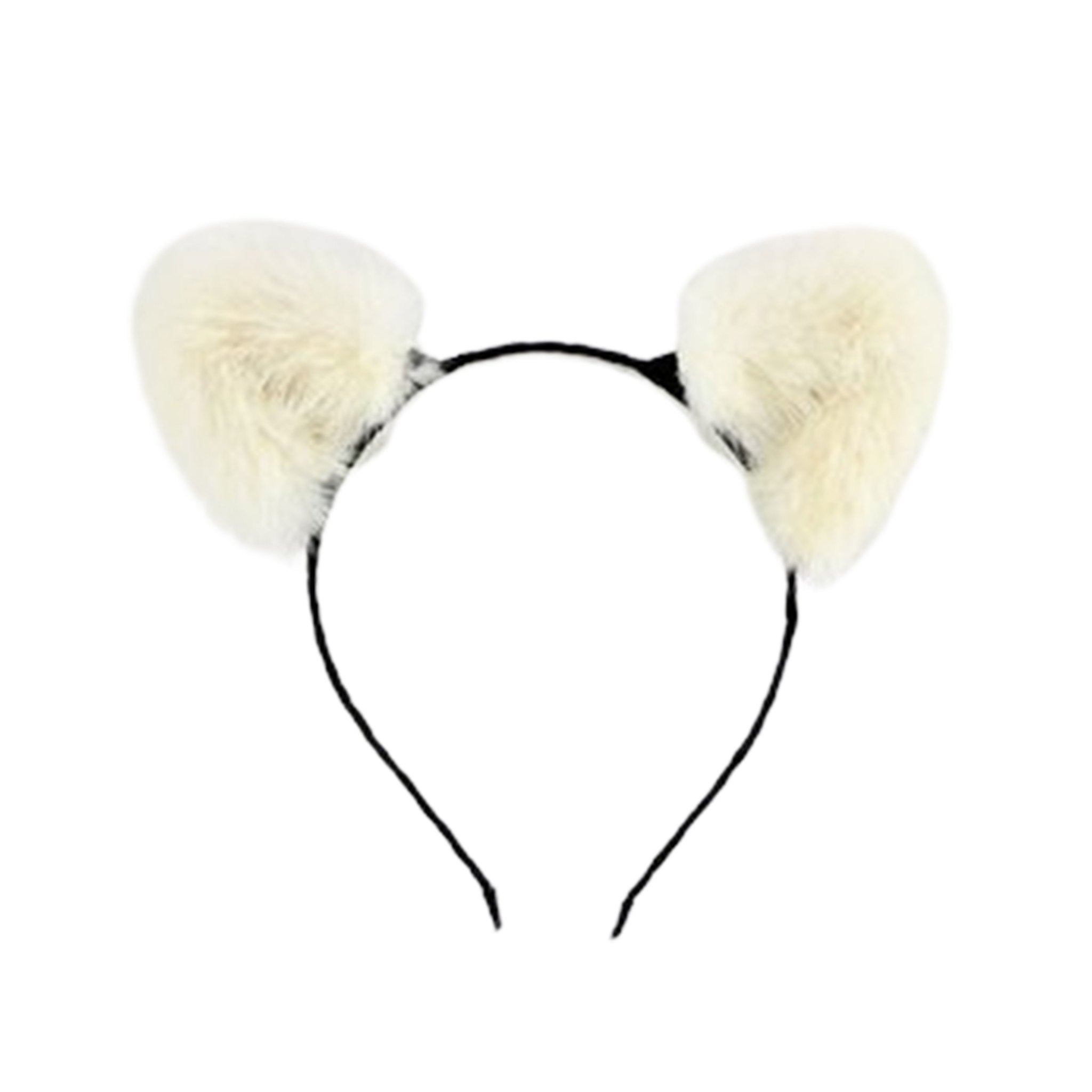 Genuine mink fur headband hairband headgear flexible cat ears pet-play accessories halloween white