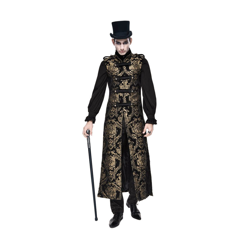 Gothic Brocade Long Military Vest
