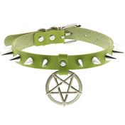 Star Pendant Leather Choker w/ Studs
