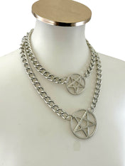 4MM REGULAR STREEL CHAIN DOUBLE PENTAGRAM CHOKER