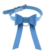 Long PU Leather Bow Choker
