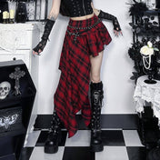 Asymmetrical Plaid Bodycon Skirt Elegant