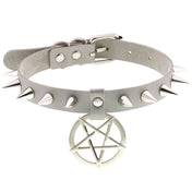 Star Pendant Leather Choker w/ Studs