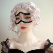 black lace party eye mask soft felt frame wide fishnet design adjustable satin ribbon