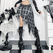 Asymmetrical Black Goth Style Pleated Skirt