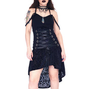 Front Lace Dress With Velvet Pattern Underlayer Tail