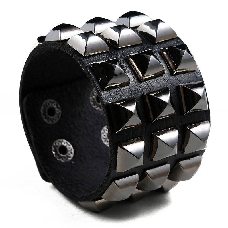 Leather Bracelet Geometric Design