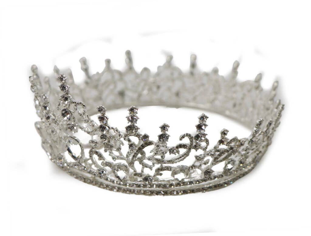 Metal Silver Crown w/ Clear Gemstones