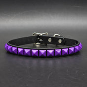 BLACK LEATHER CHOKER WITH 1 ROW 1/2" PYRAMID STUDS