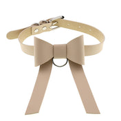 Long PU Leather Bow Choker