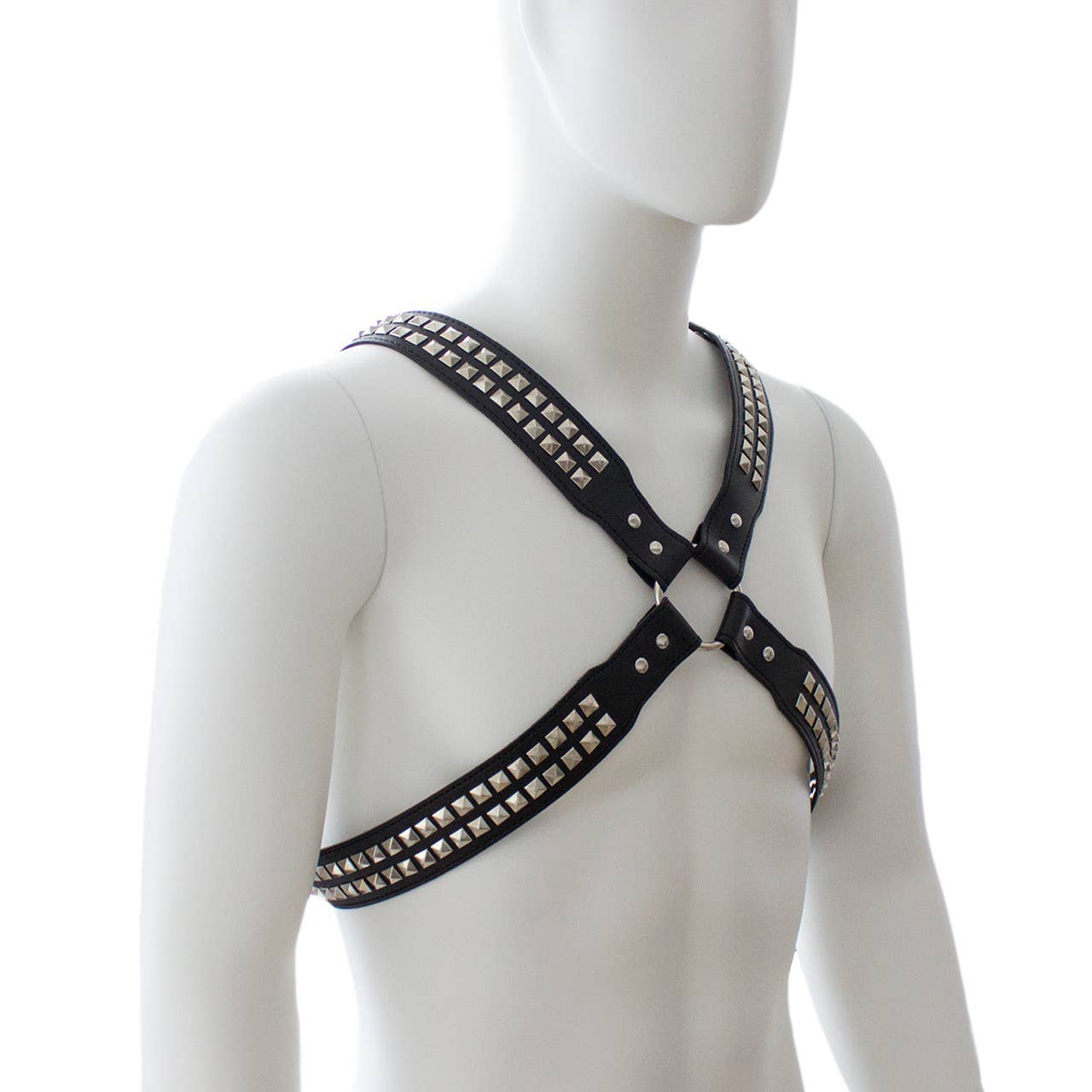 Halford Style Studded X-Cross PVC Vegan Chest Harness