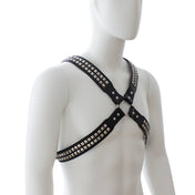 Halford Style Studded X-Cross PVC Vegan Chest Harness