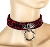 FUZZY LEOPARD BONDAGE CHOKER