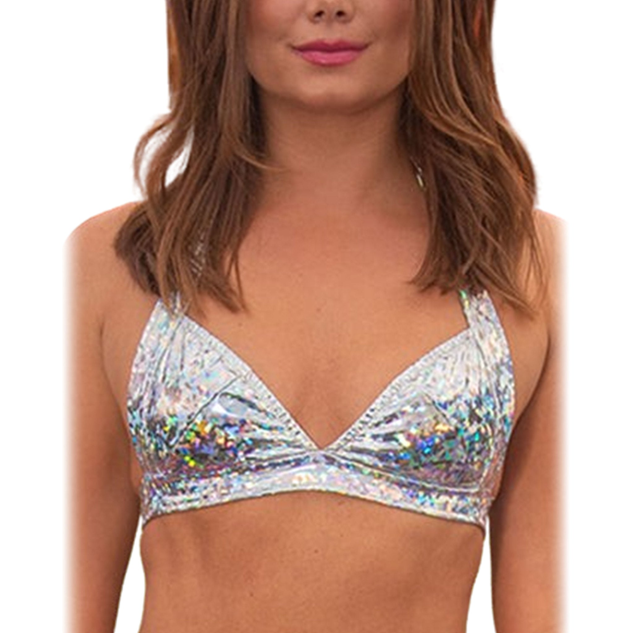 Iridescent Crackle Glass Bikini Top Bra