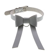Long PU Leather Bow Choker
