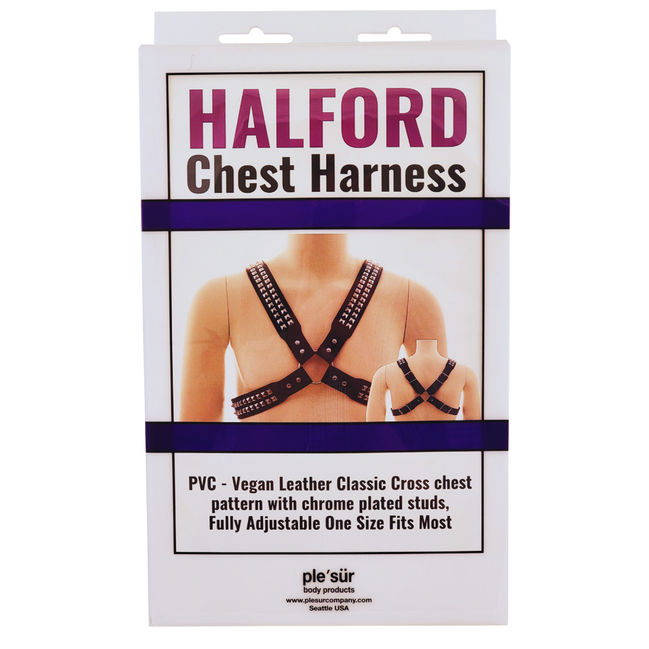 Halford Style Studded X-Cross PVC Vegan Chest Harness