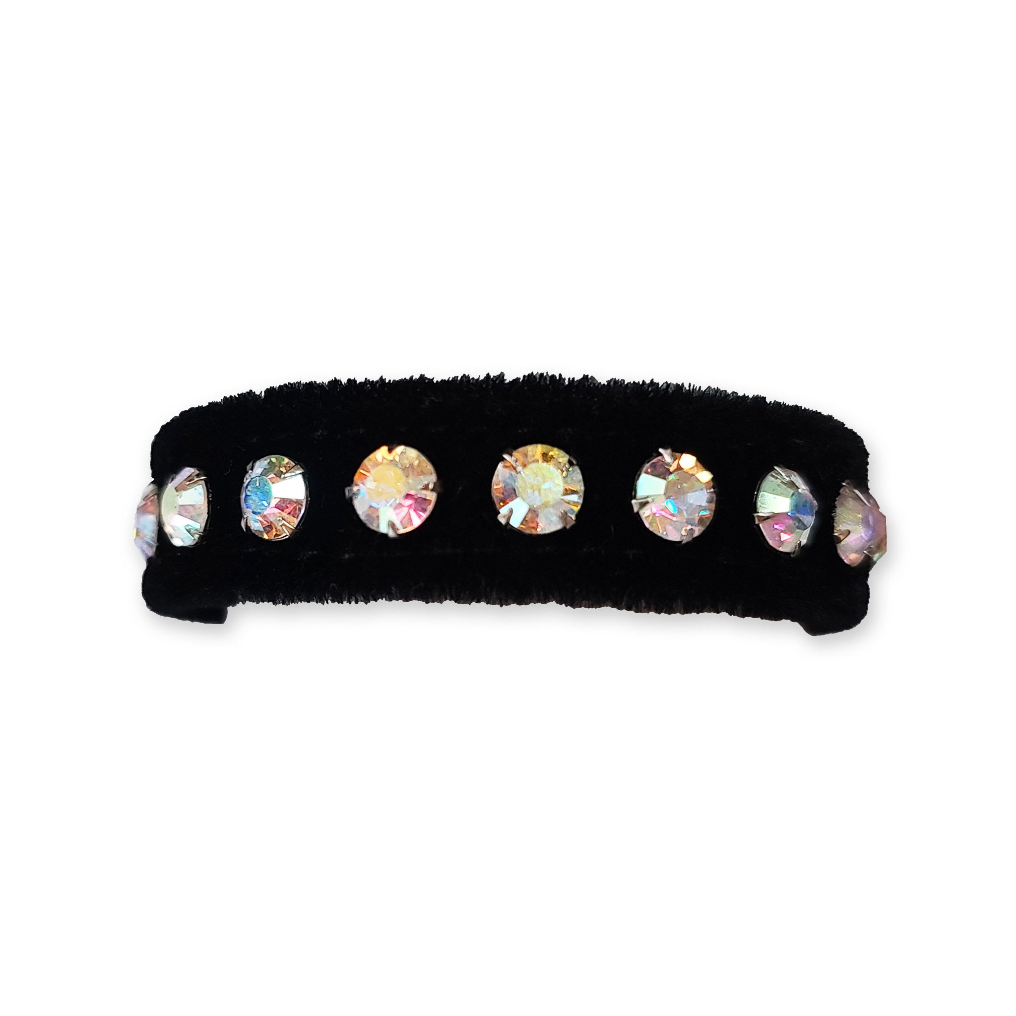 Black Velvet Bracelet With Rhinestones