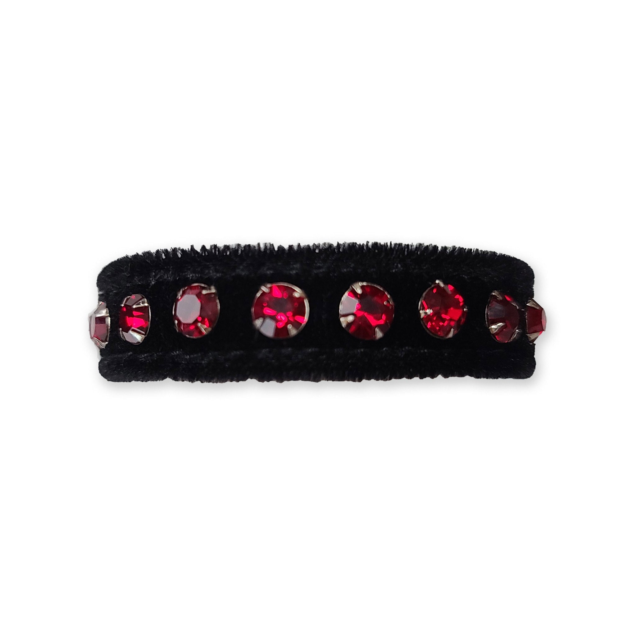 Black Velvet Bracelet With Rhinestones