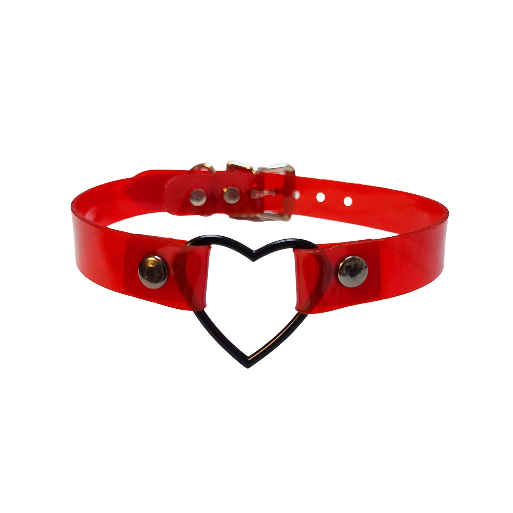 Black Metal  Heart Vinyl Choker