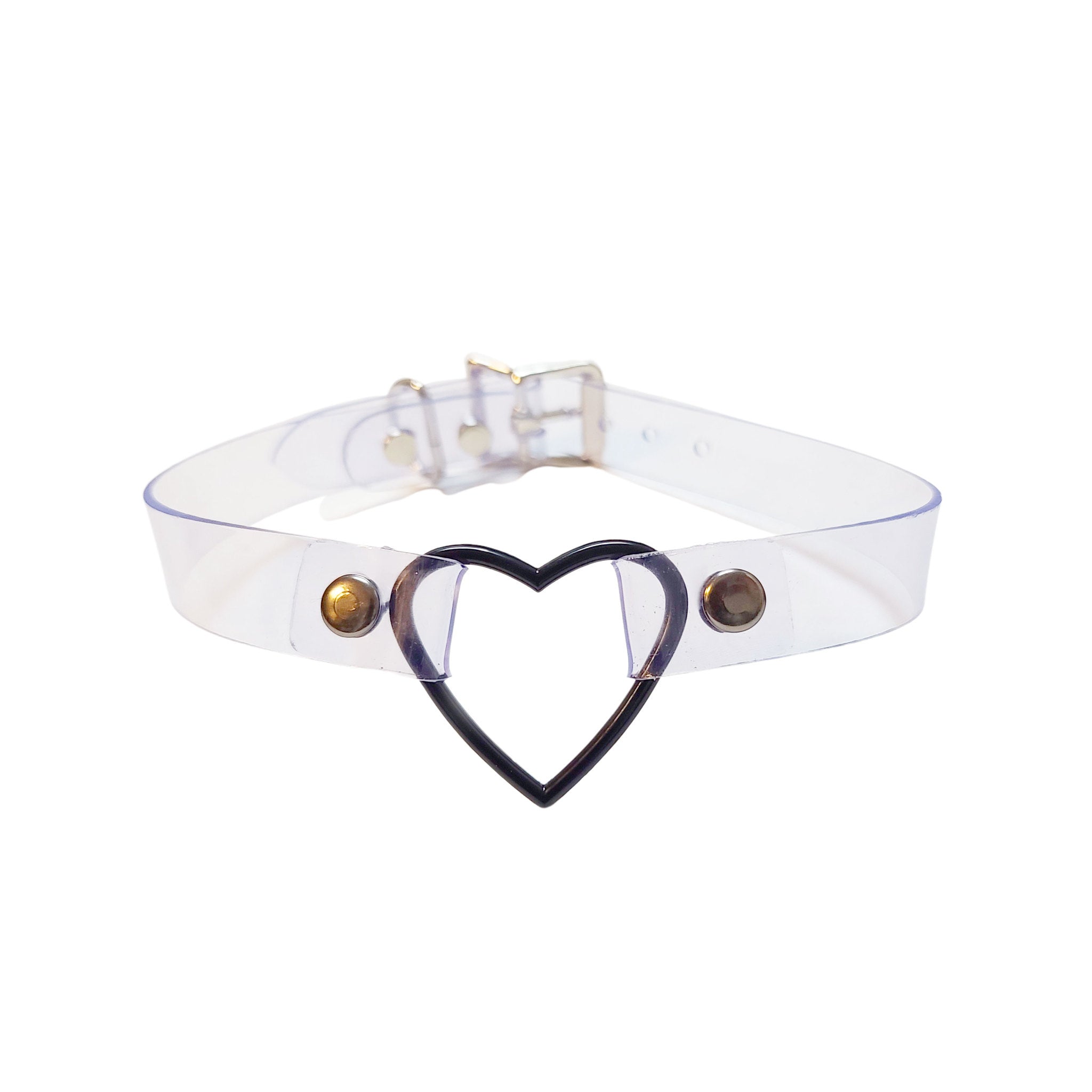 Black Metal  Heart Vinyl Choker
