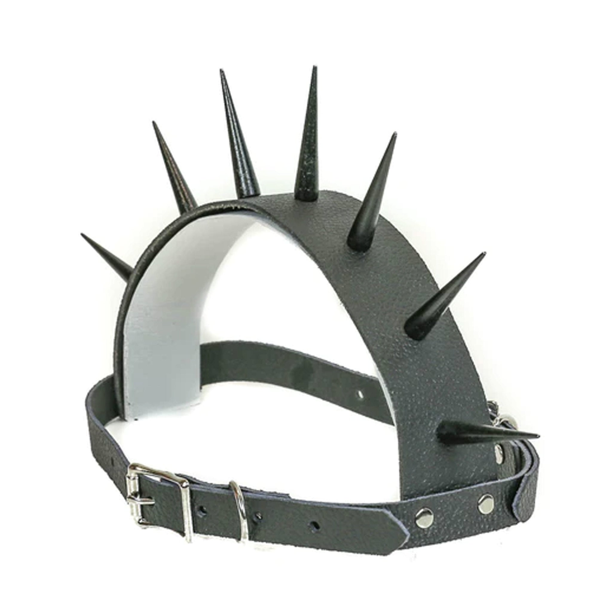 Large Spikes Leather Head Harness Mohawk