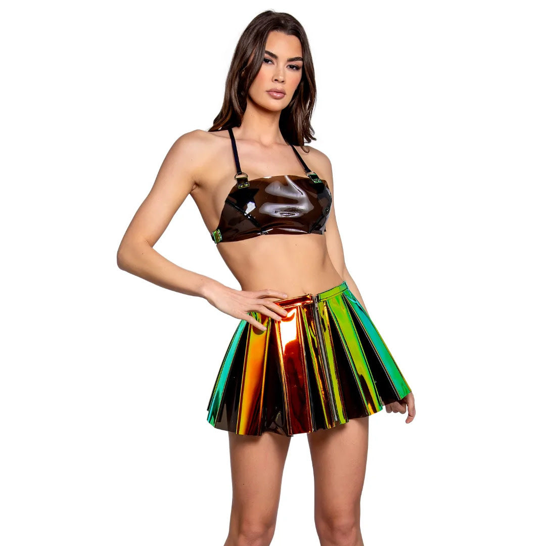 Pleated Vinyl Skirt