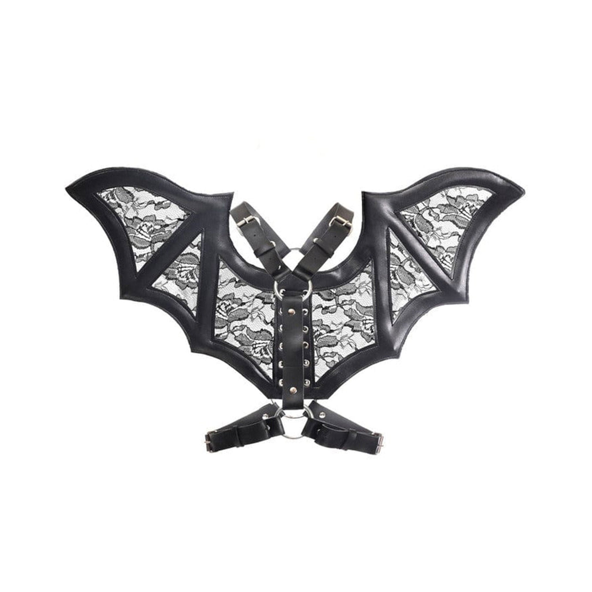 Lace Vegan Leather Bat Wings Harness | Gothic Festival Accessory | Cosplay Wings | Unique Costume Accessories