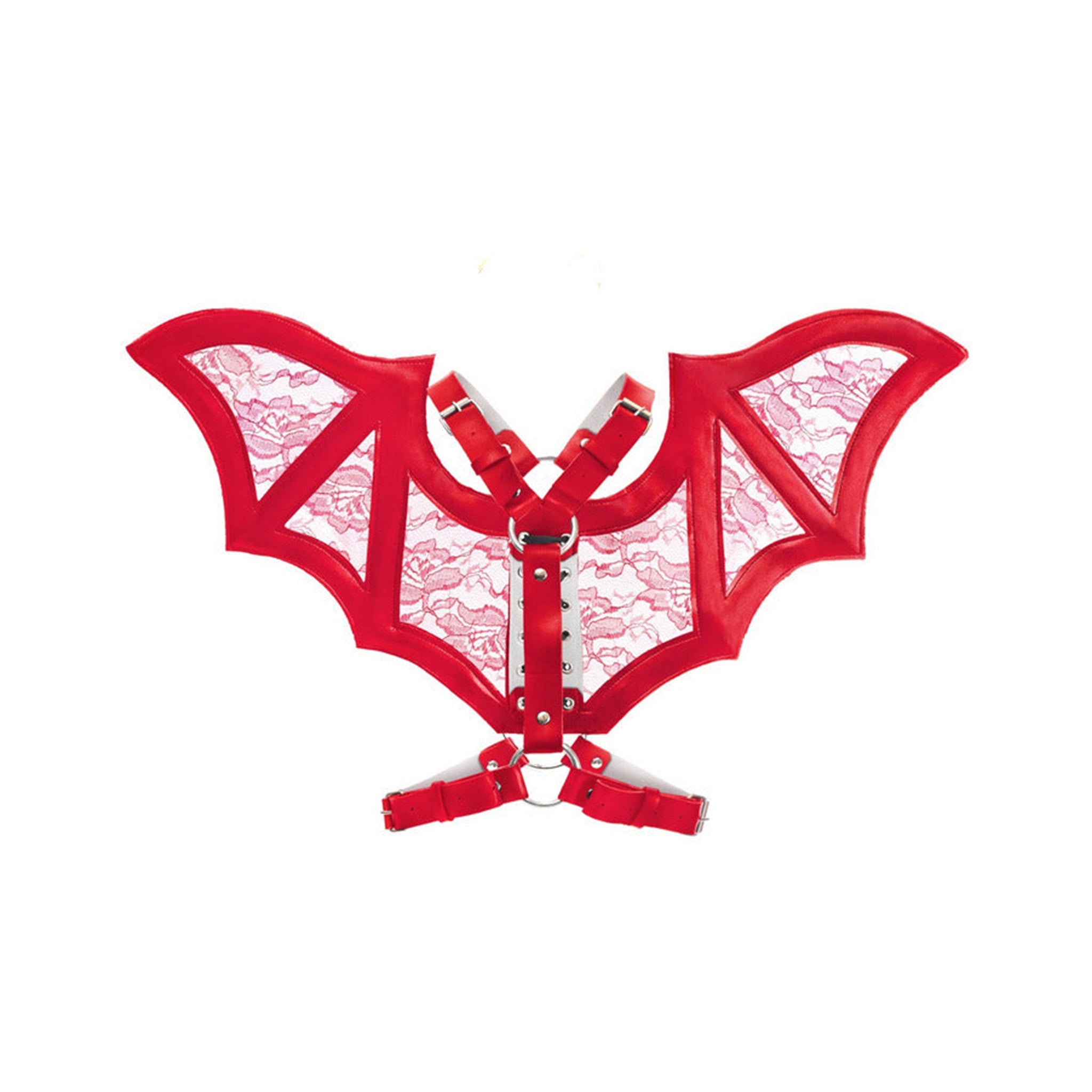 Lace Vegan Leather Bat Wings Harness | Gothic Festival Accessory | Cosplay Wings | Unique Costume Accessories