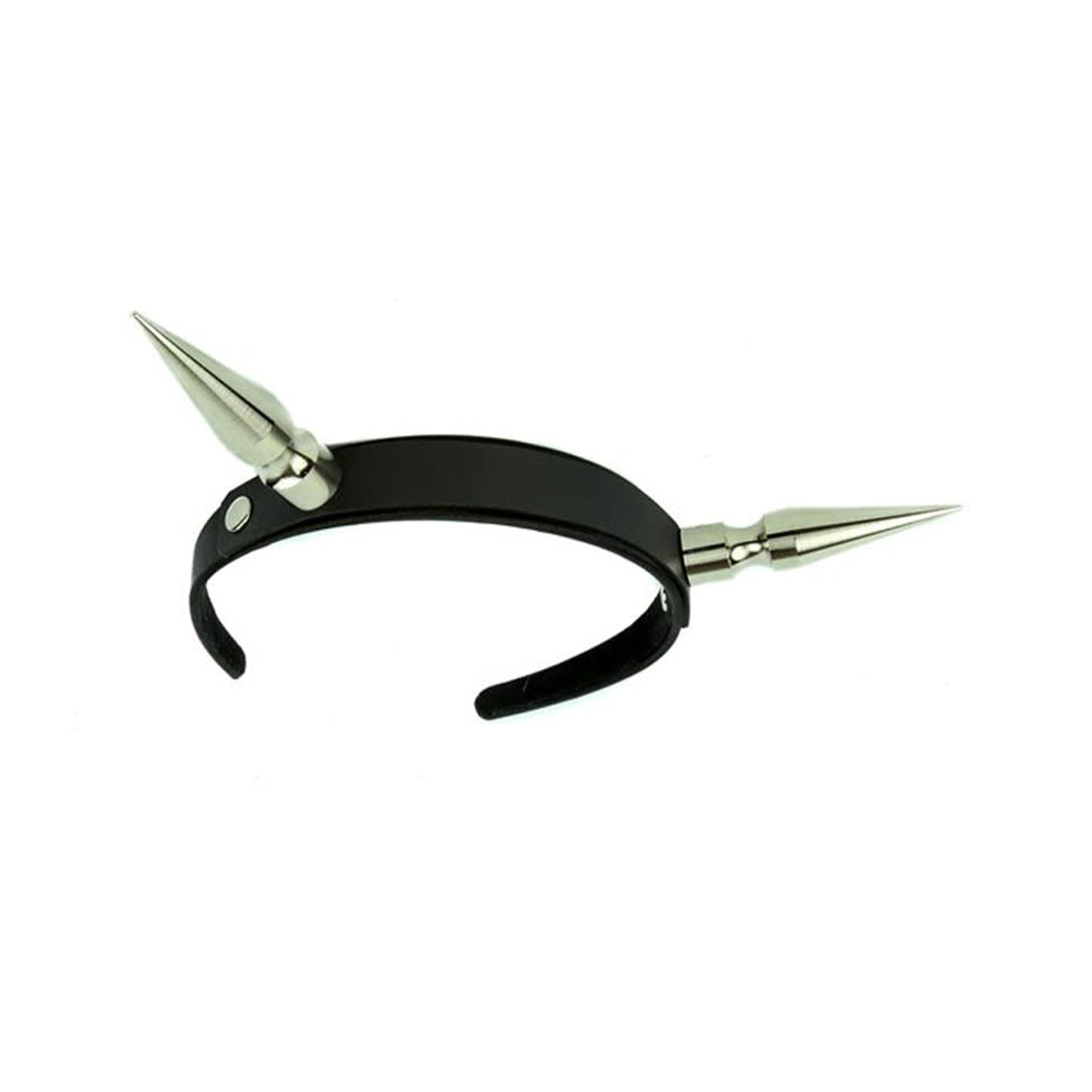 Leather plastic headband hairband crown devil spikes 3-inch accessories halloween silver