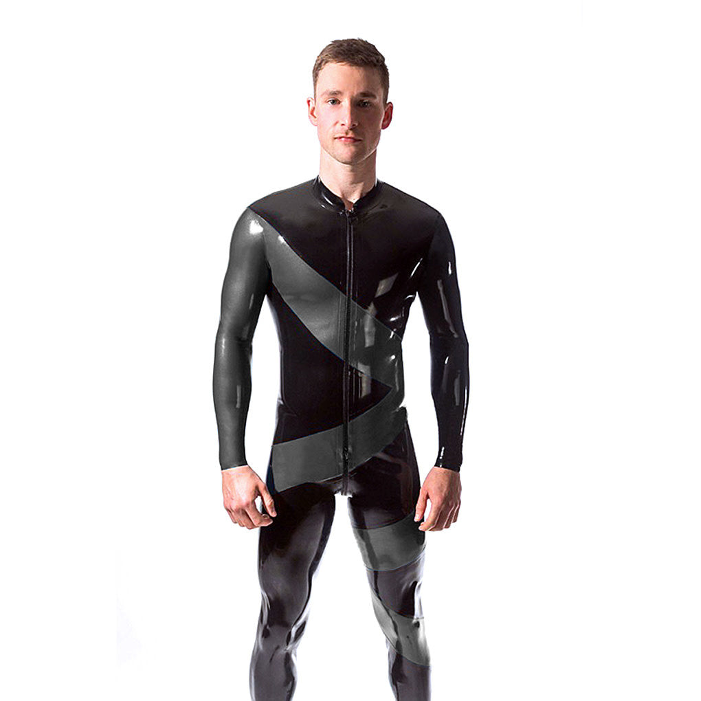 Mens Two Tone Latex Helix Catsuit