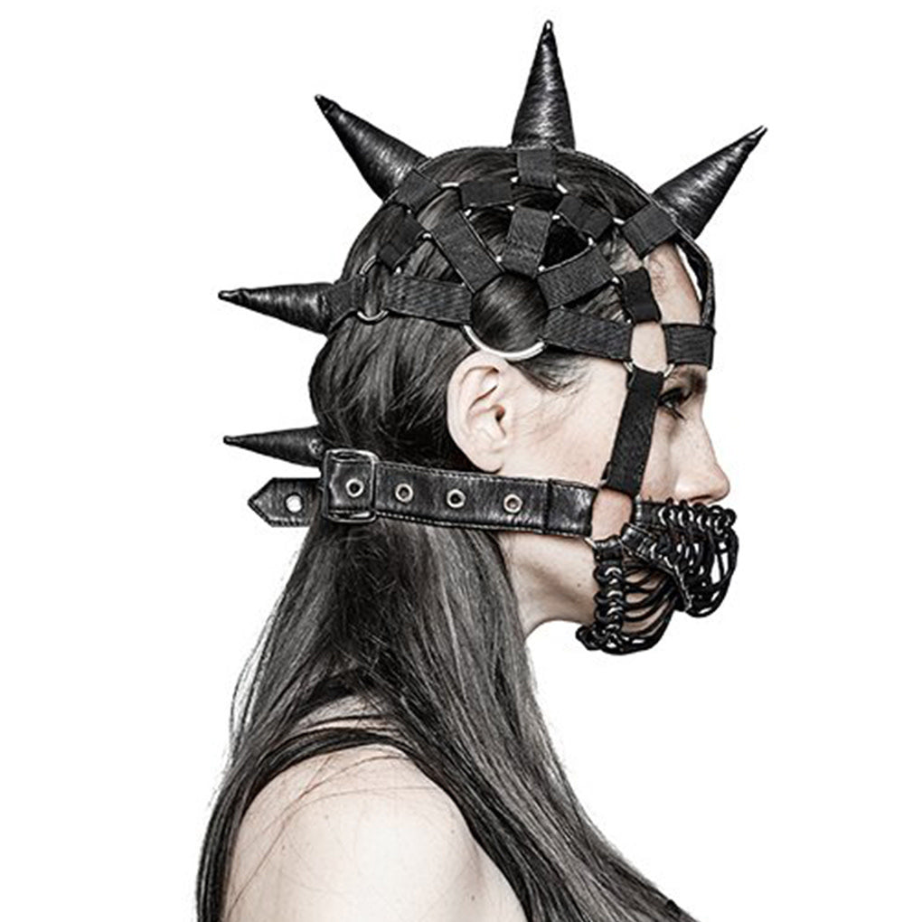 Mohawk Leather Head Harness Mask
