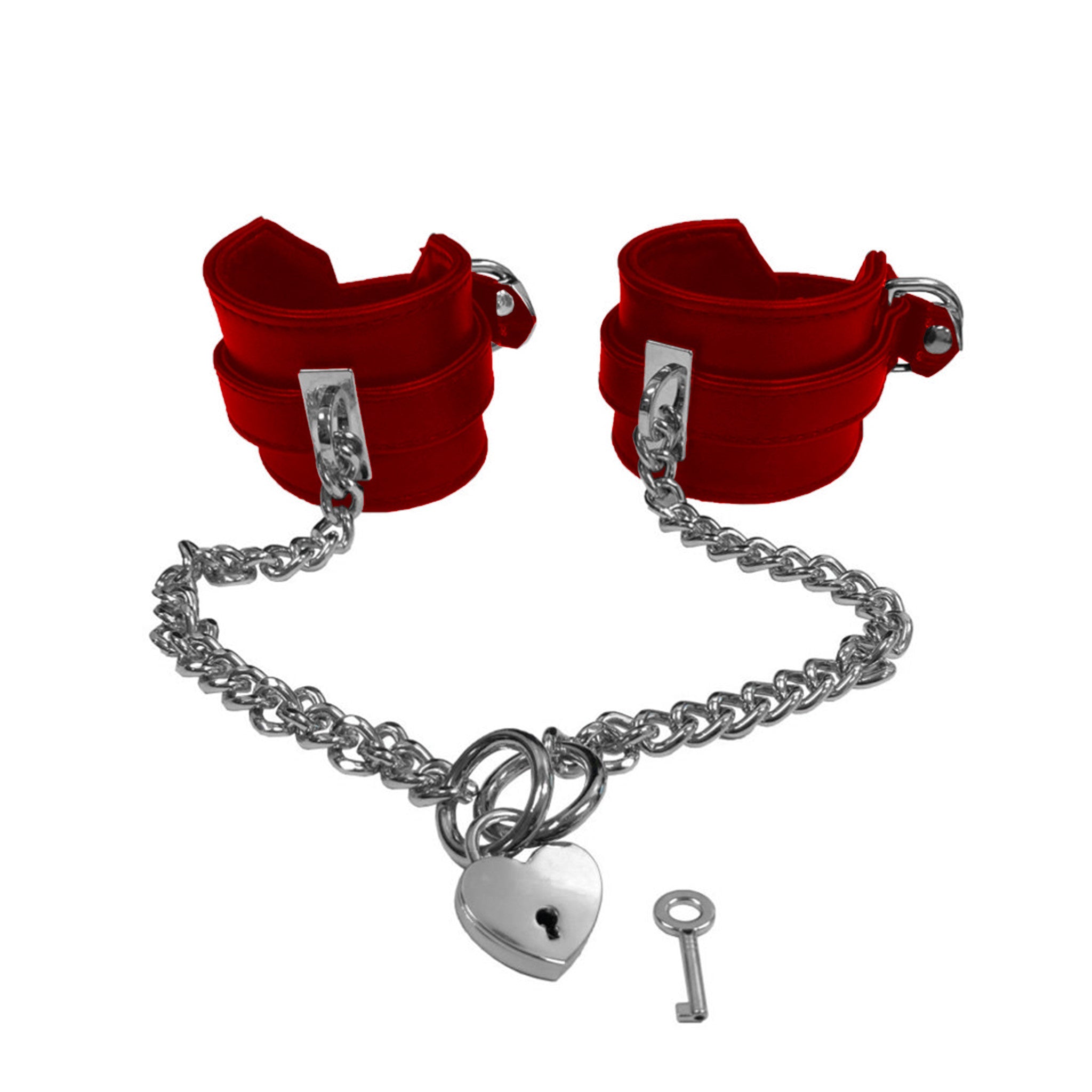 Wrist Cuffs with Connecting Chain & Heart Lock