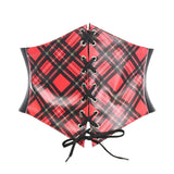 Plaid Faux Leather Lace-up Cincher