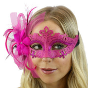 Venetian Mask with Side Feather Flower