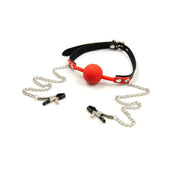Silicone Ball Gag With Nipple Clamps