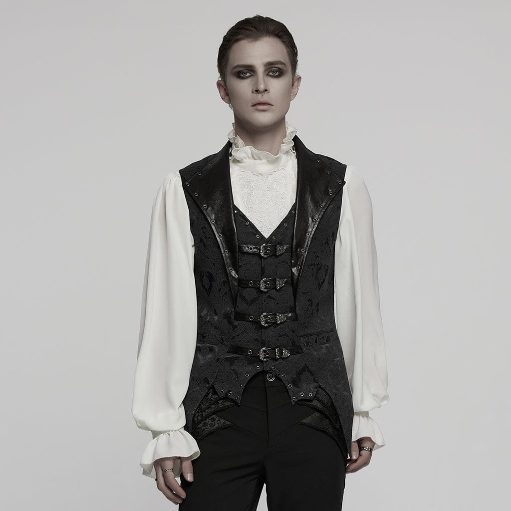 Steampunk Buckle Waistcoat Victorian Brocade Design