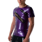 Men's Latex Top with Lace & Zip Detail