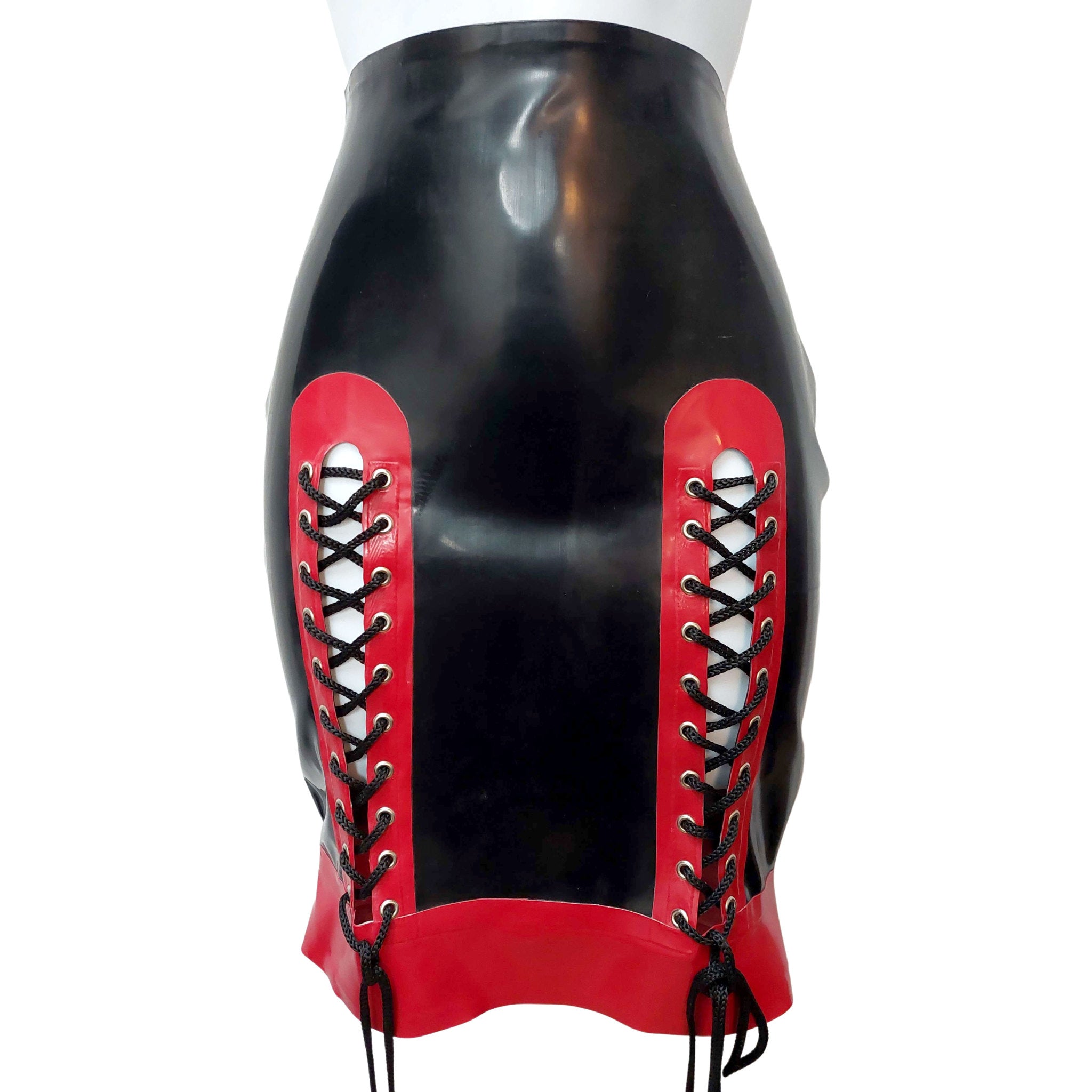 Double Laced Front Latex Pencil Skirt