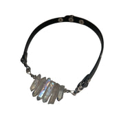 Hexagonal Prism  Crystals Vegan Leather Choker Necklace