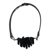 Hexagonal Prism  Crystals Vegan Leather Choker Necklace