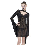 Sheer Cyber Sexy Dress with Buckle Collar- Black XL/2XL