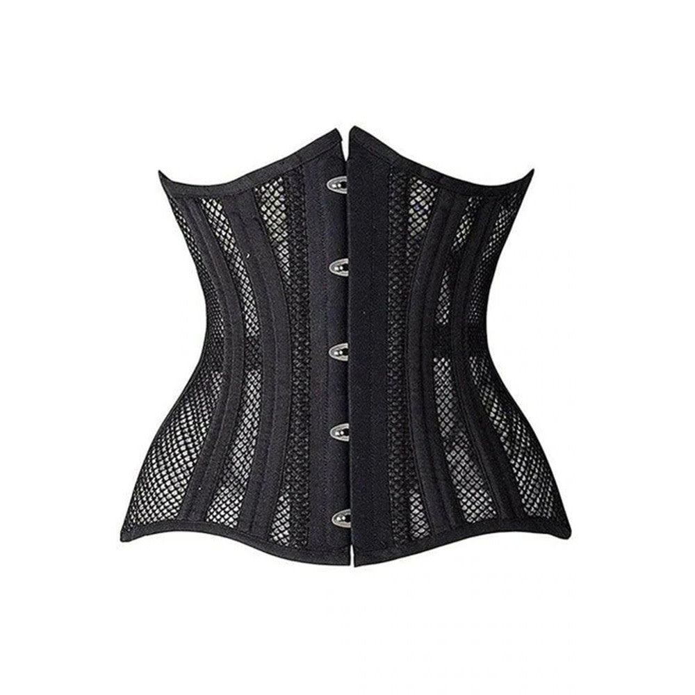 Fishnet Steel Boned Curvy Waist Underbust Corset | Spiral Steel Boning & Premium Busk | Fetish Factory