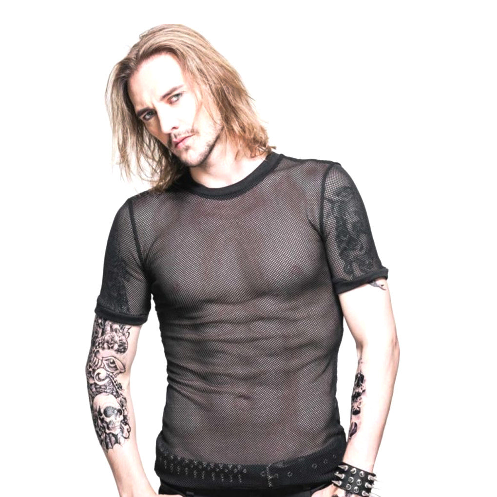 Mens Short Sleeve Fishnet Shirt