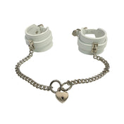 Wrist Cuffs with Connecting Chain & Heart Lock
