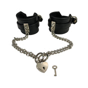 Wrist Cuffs with Connecting Chain & Heart Lock