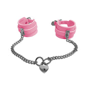 Wrist Cuffs with Connecting Chain & Heart Lock